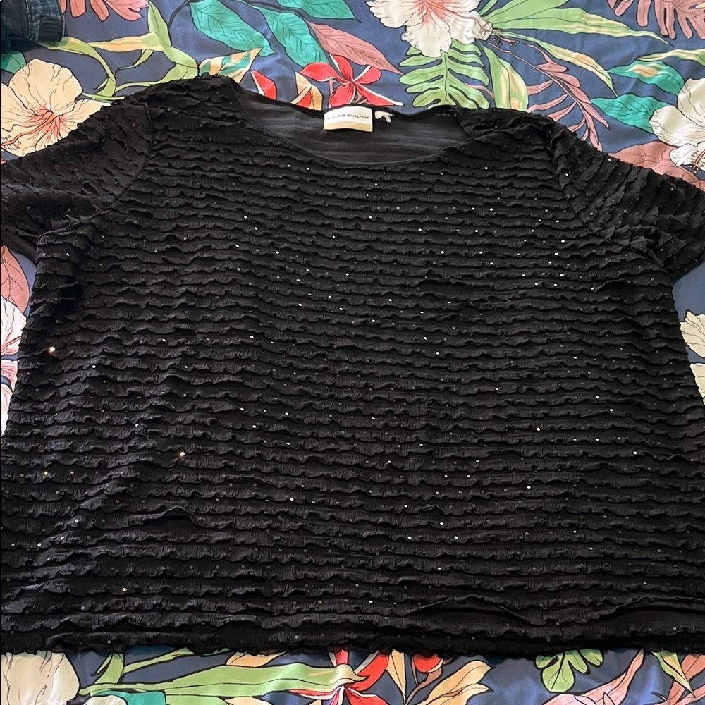 Alfred Dunner ruffled sequined dressy short sleeved top